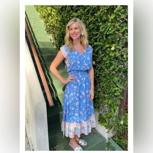 Walker & Wade Sky Blue floral “Allison” midi dress.